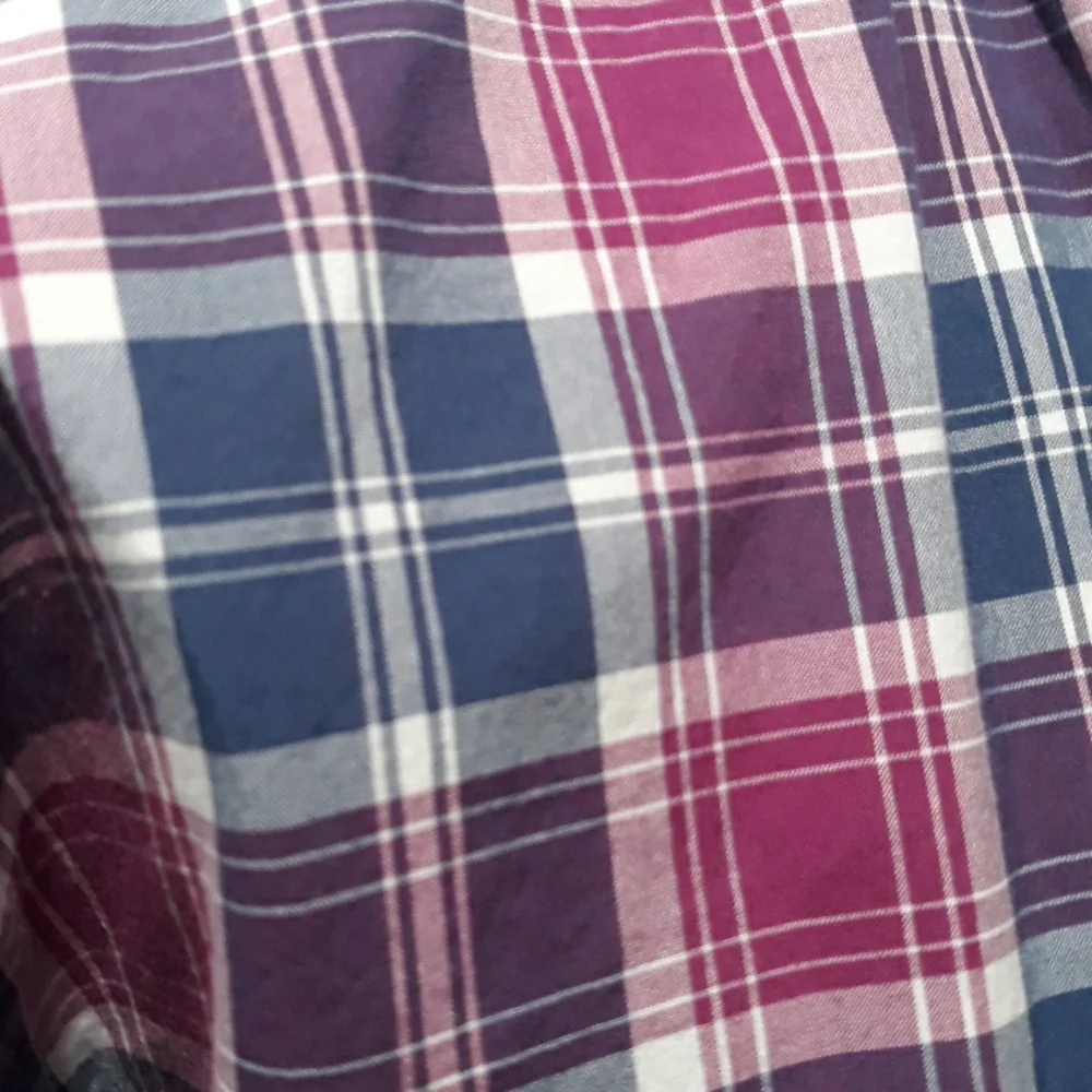 J. Crew mens purple and blue plaid cotton shirt. Medium